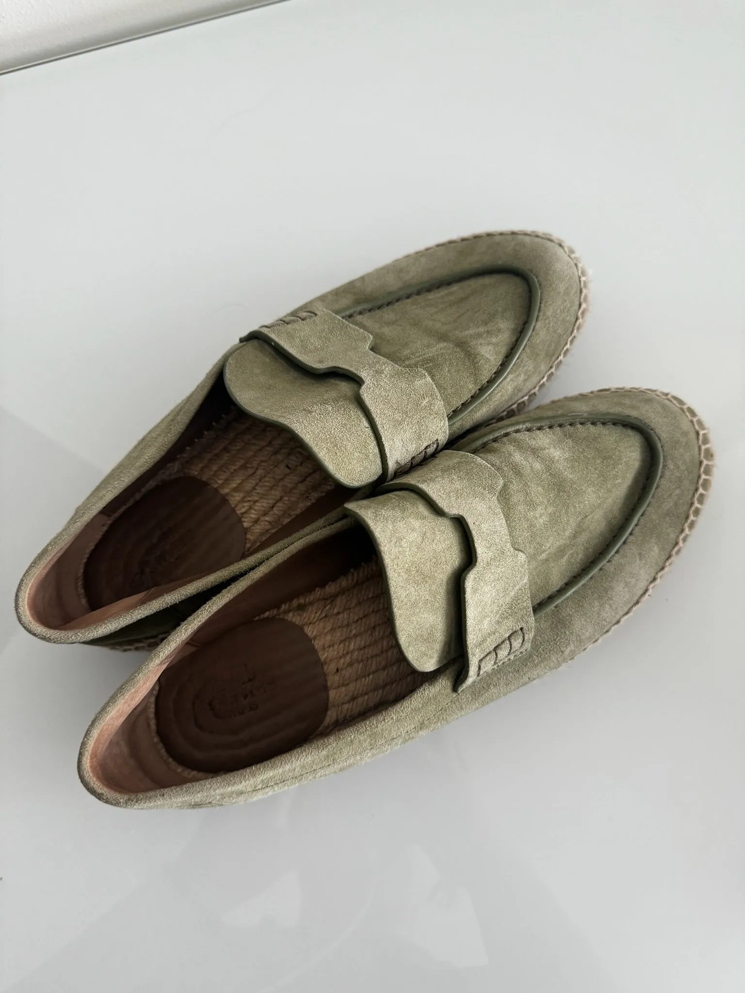 Hermes Vert Sauge Suede Goatskin Trip Espadrille Loafers
