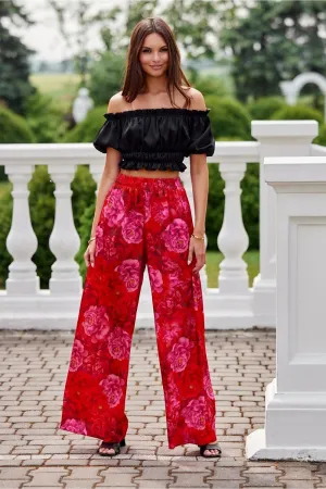 High-Waist Flared Capri Trousers