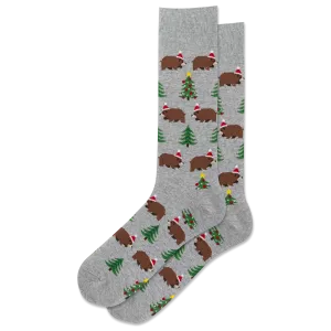 HOTSOX Men's Christmas Bears Crew Sock