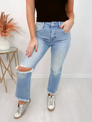 Hustler High Rise Crop Frayed Jeans