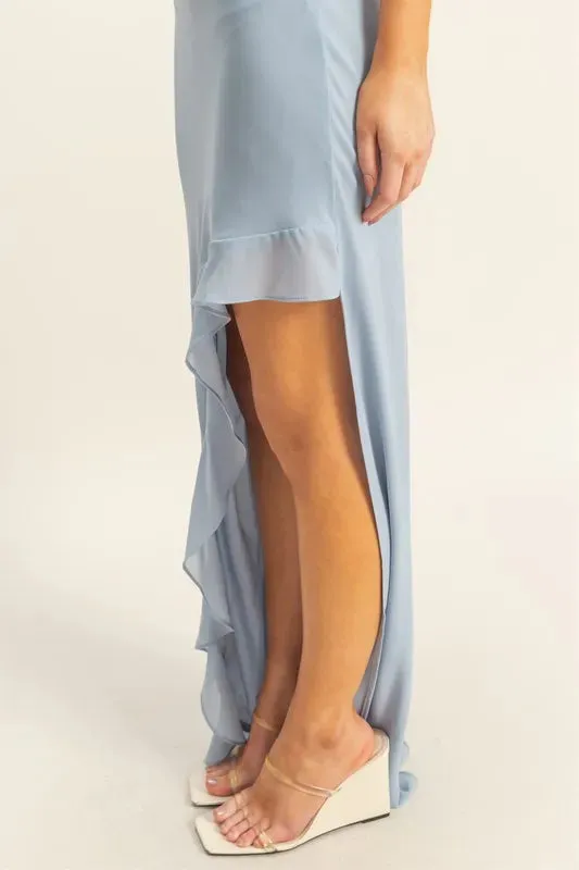 HYFVE Chiffon Ruffle Trim Midi Dress