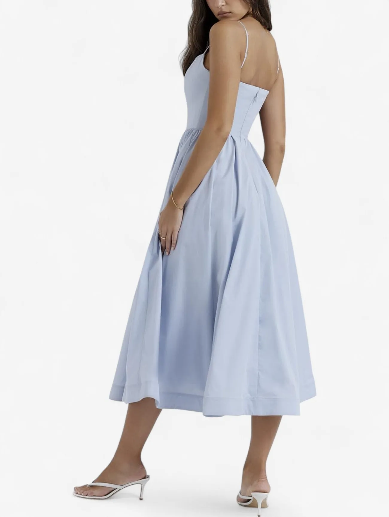Jada | Women’s Sleeveless Spaghetti Strap Fit Midi Summer Dress