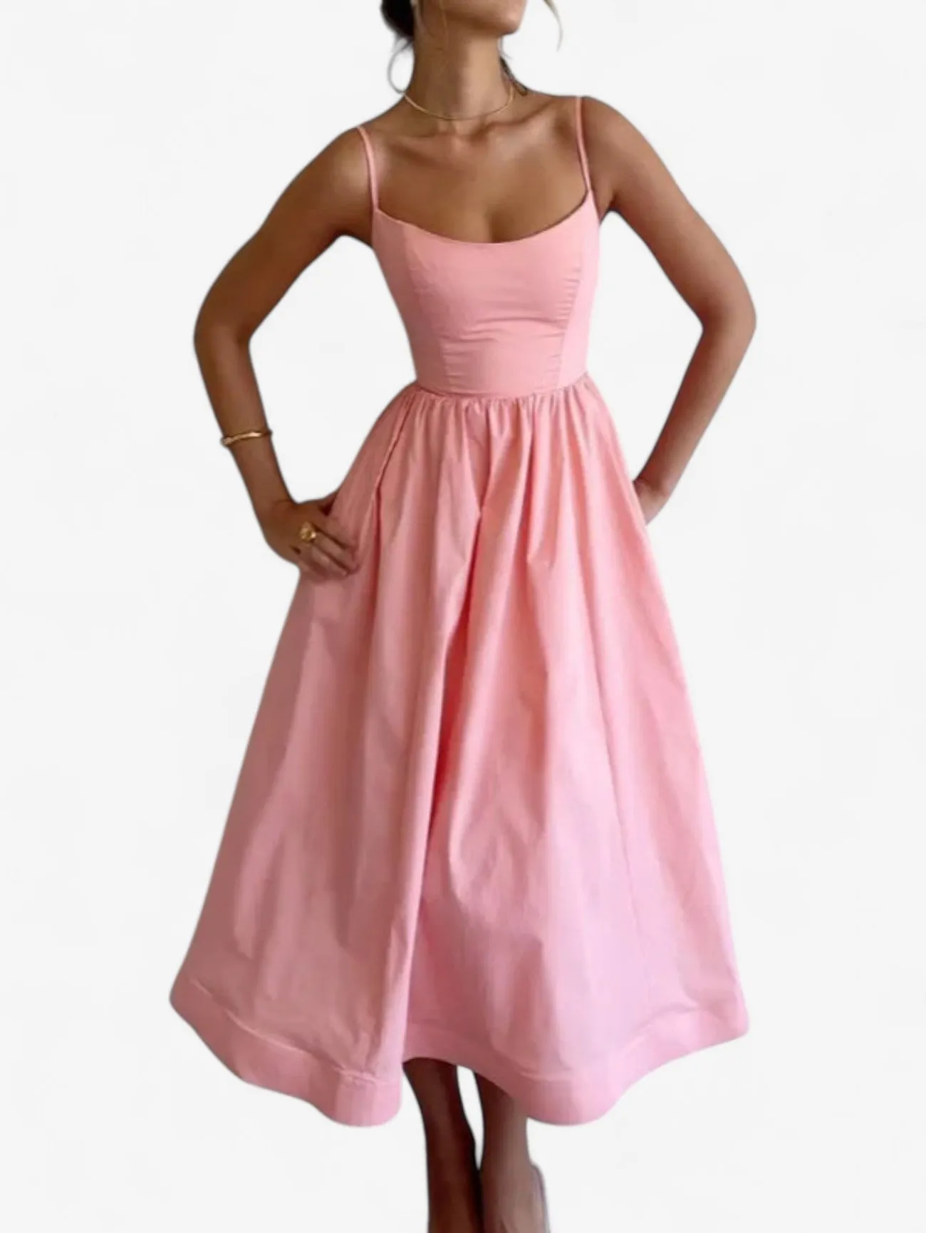 Jada | Women’s Sleeveless Spaghetti Strap Fit Midi Summer Dress