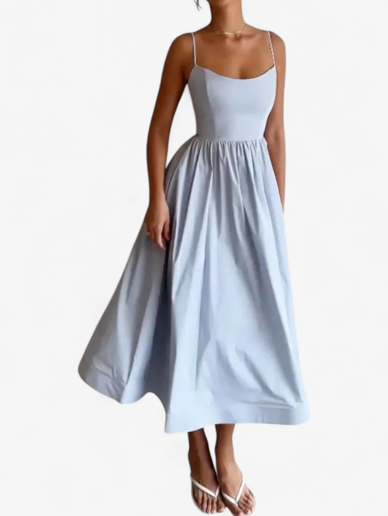 Jada | Women’s Sleeveless Spaghetti Strap Fit Midi Summer Dress