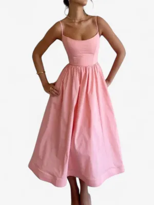 Jada | Women’s Sleeveless Spaghetti Strap Fit Midi Summer Dress