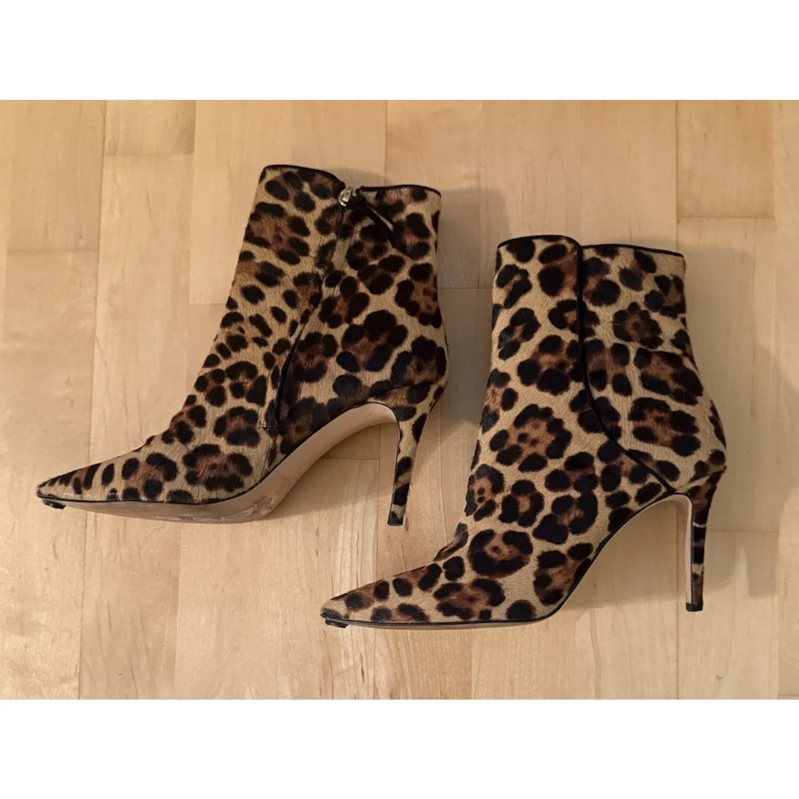 J.Crew Women’s Leopard Calf Hair Leather Ankle Boots - Size 7