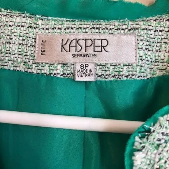 Kasper Tweed Blazer Jacket Fringe Classic Trendy