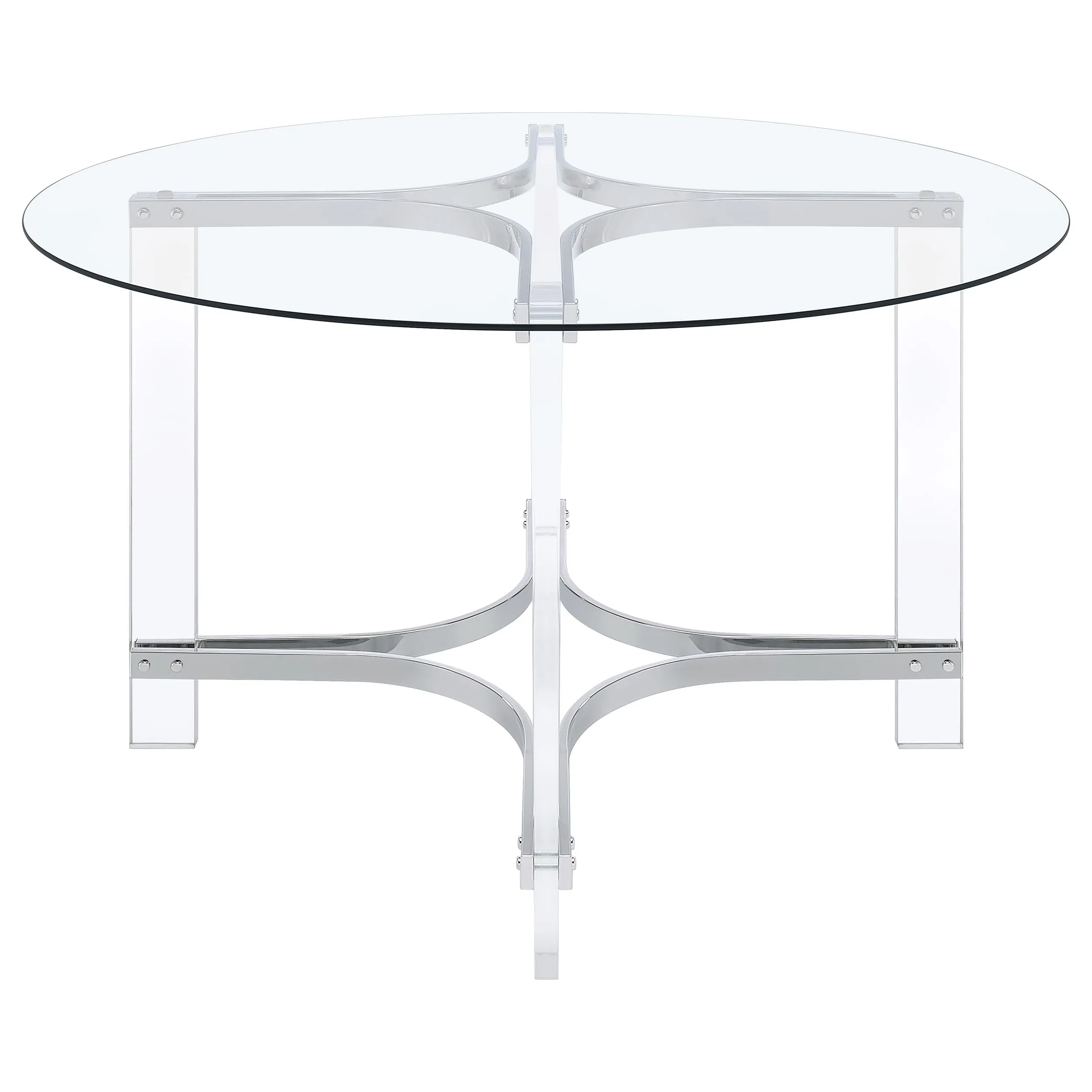 Keeling 47-inch Round Glass Top Acrylic Dining Table Chrome