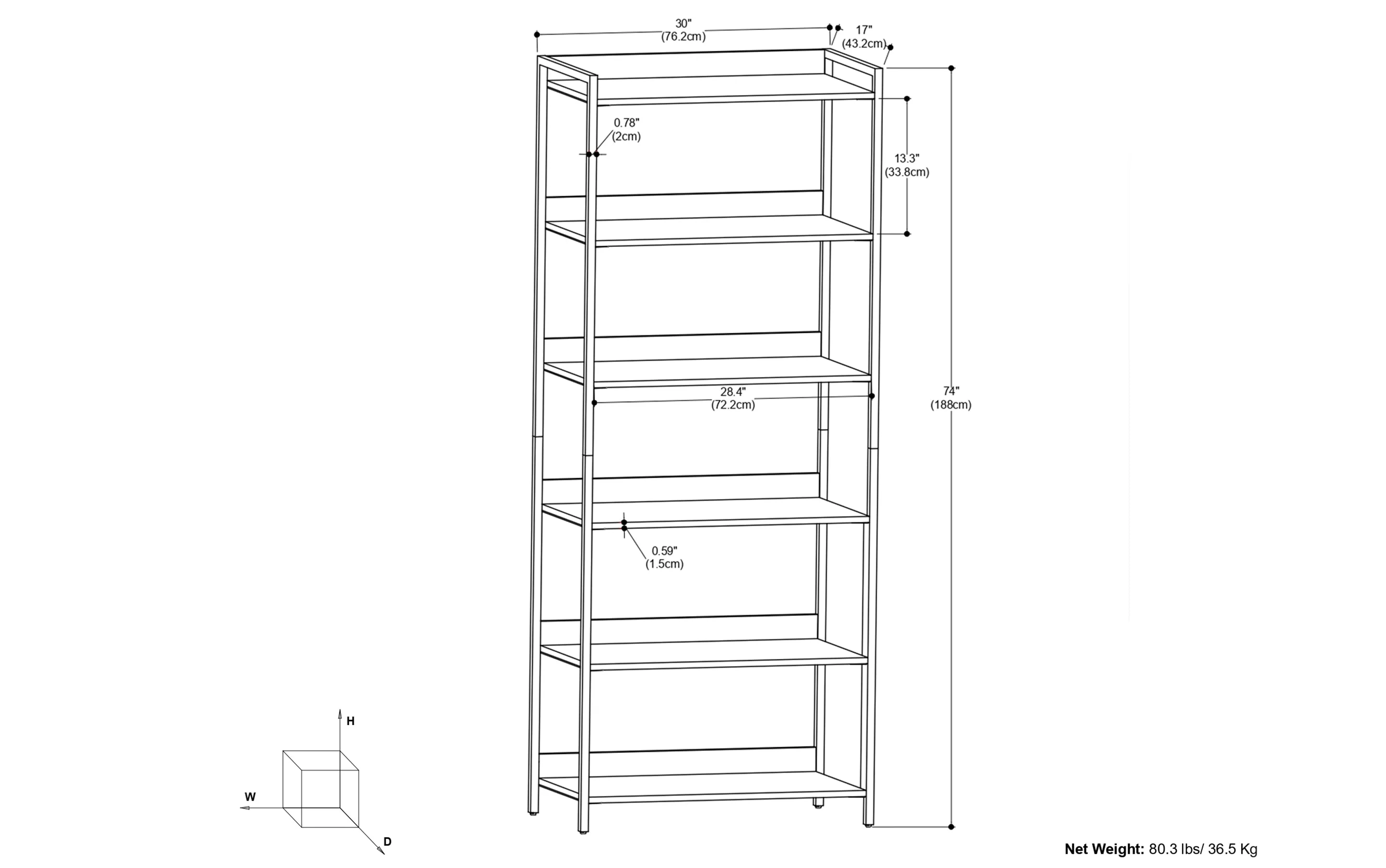 Kelsey 50 inch Bookcase 2-piece Set