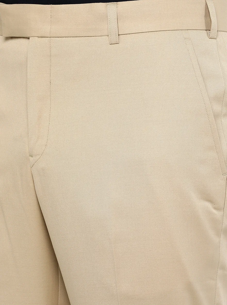 Khaki Solid Classic Fit Formal Trouser | JadeBlue