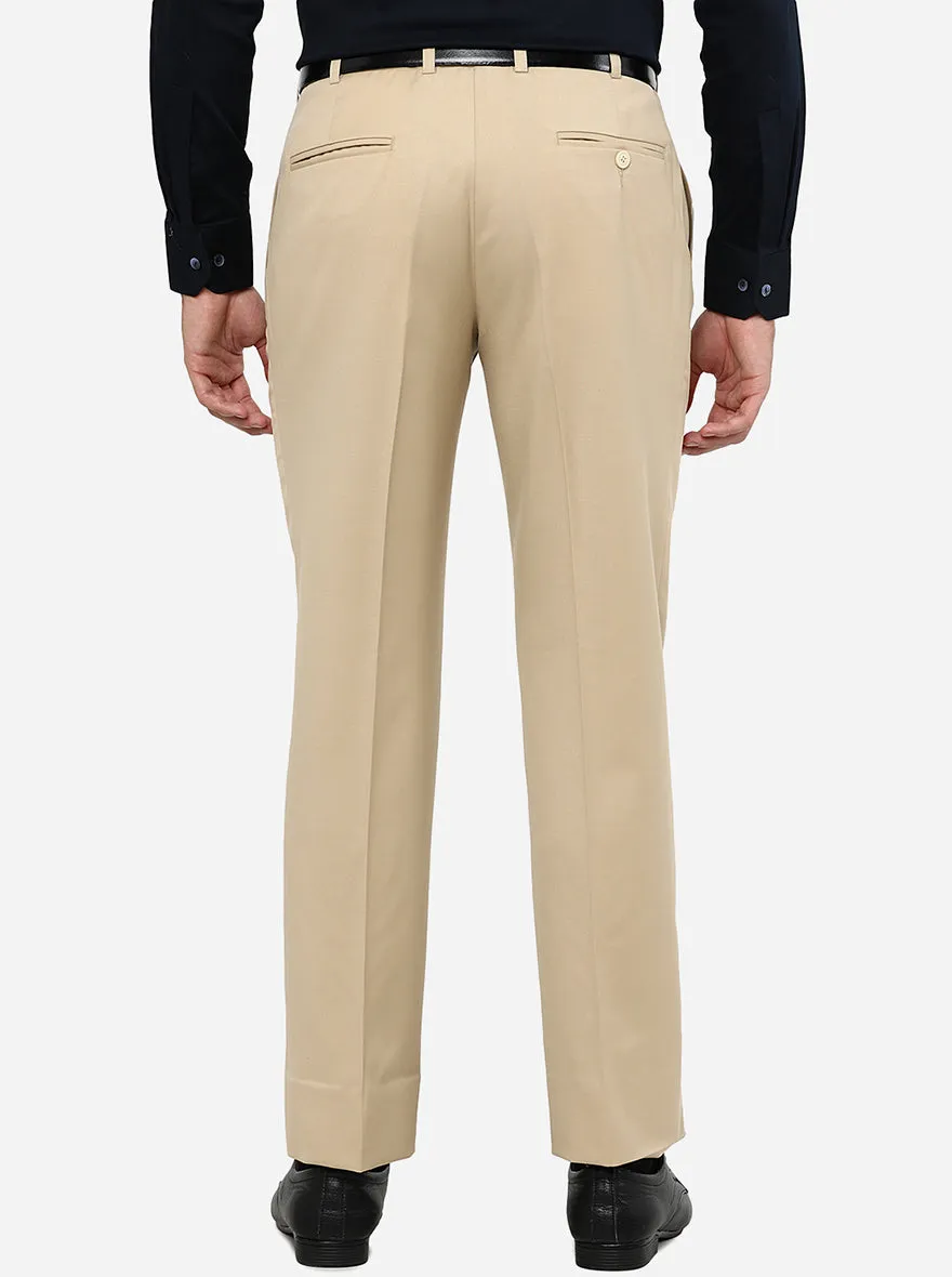 Khaki Solid Classic Fit Formal Trouser | JadeBlue