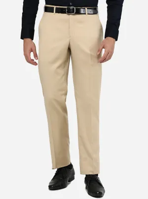 Khaki Solid Classic Fit Formal Trouser | JadeBlue