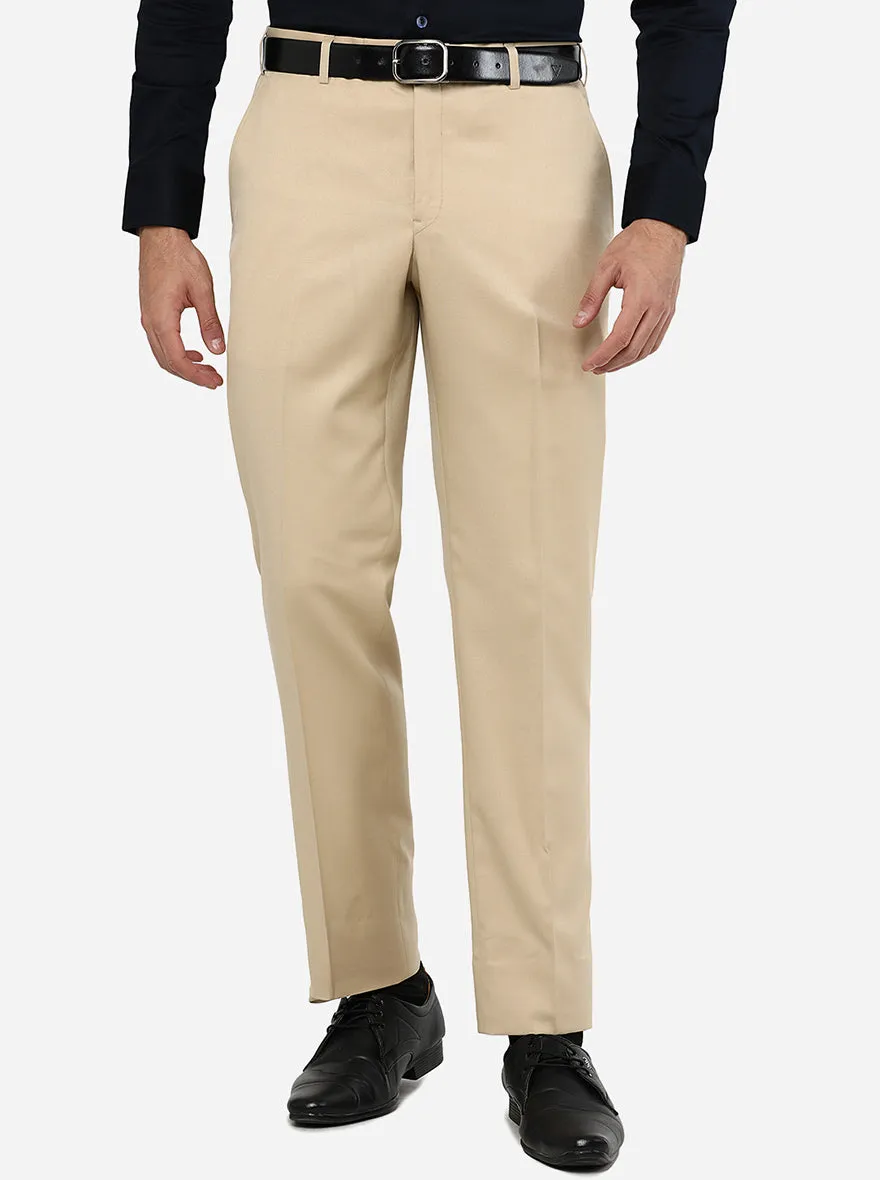 Khaki Solid Classic Fit Formal Trouser | JadeBlue