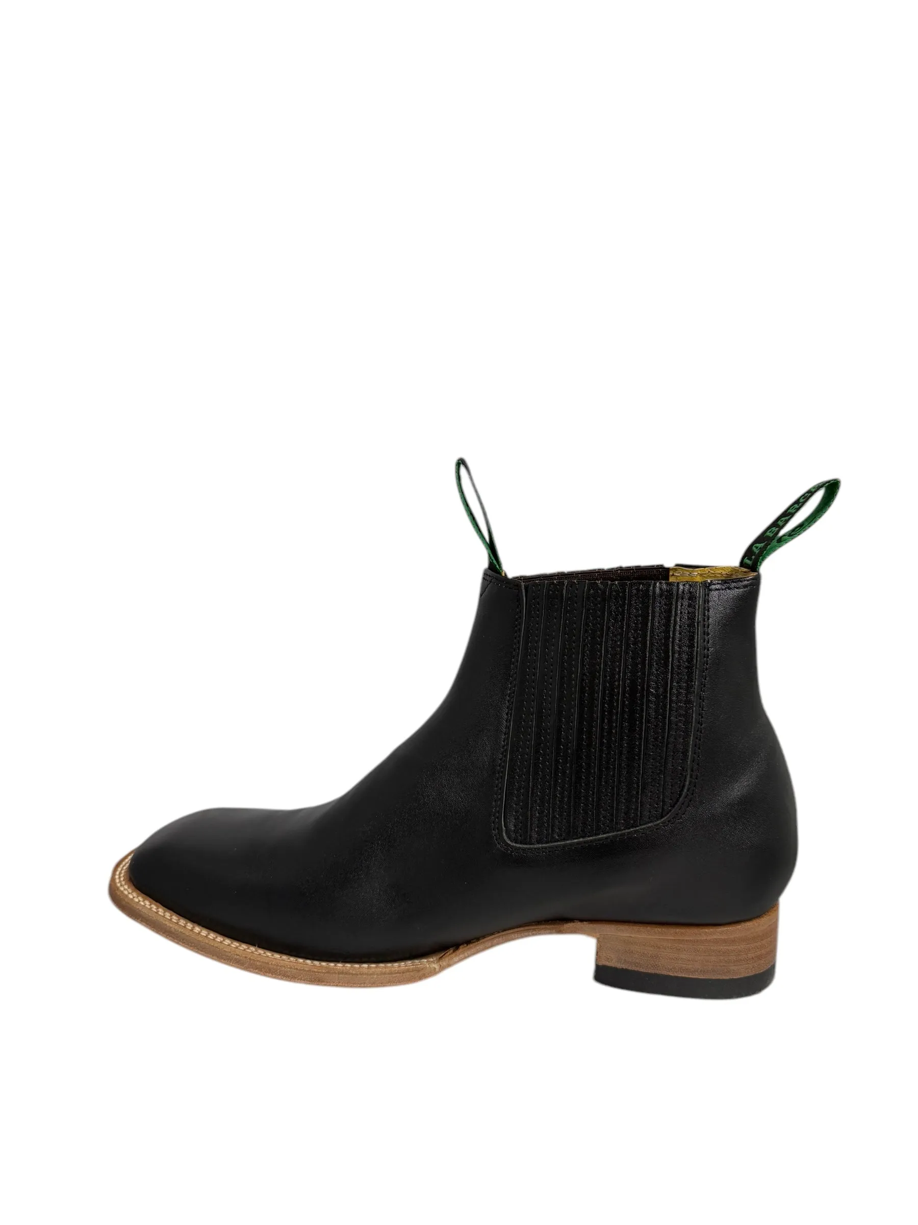 La Barca Square Toe Leather Black Ankle Boot - 935
