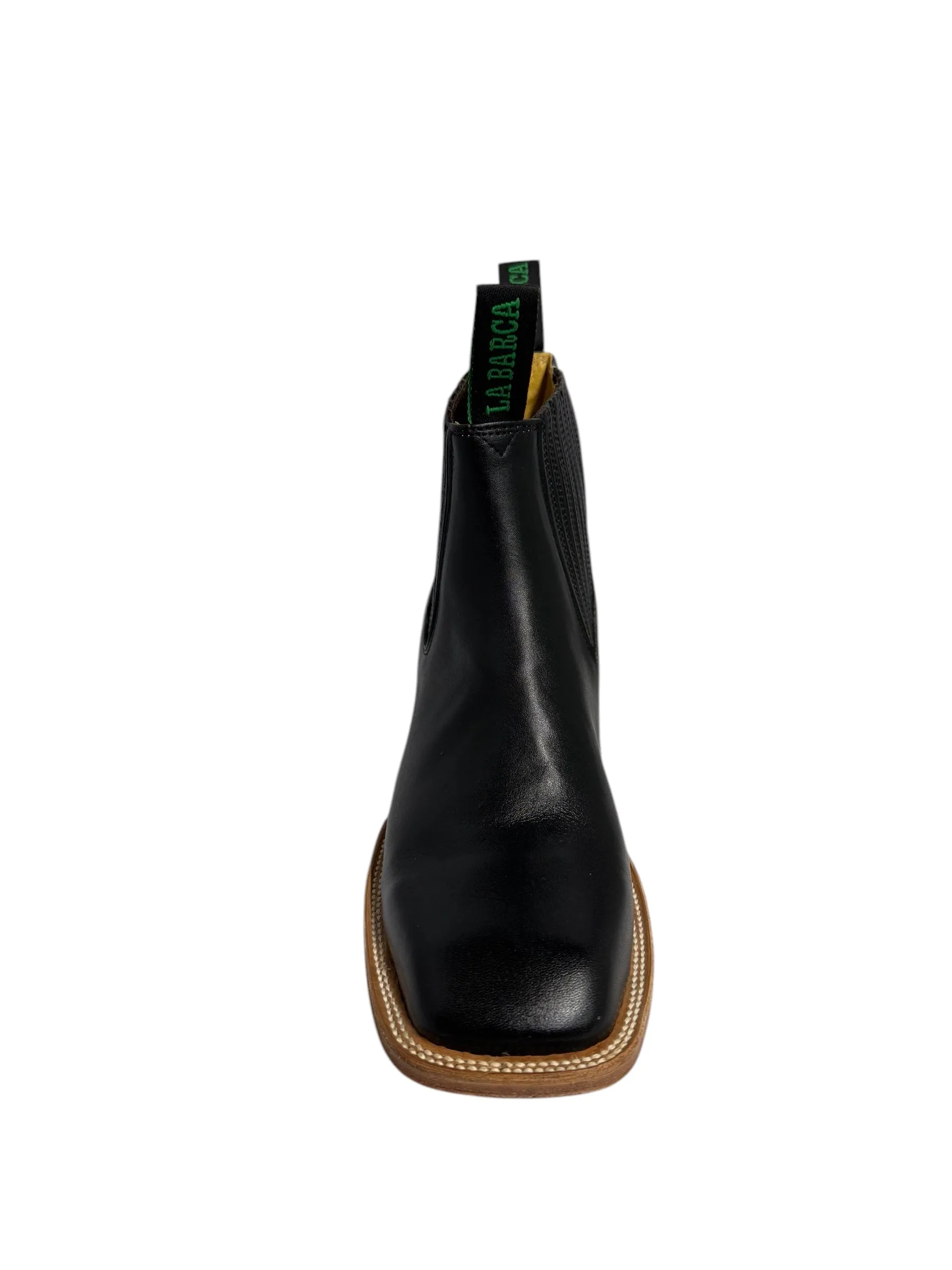 La Barca Square Toe Leather Black Ankle Boot - 935