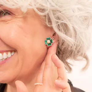 LADY LUCK GREEN ENAMEL EARRINGS