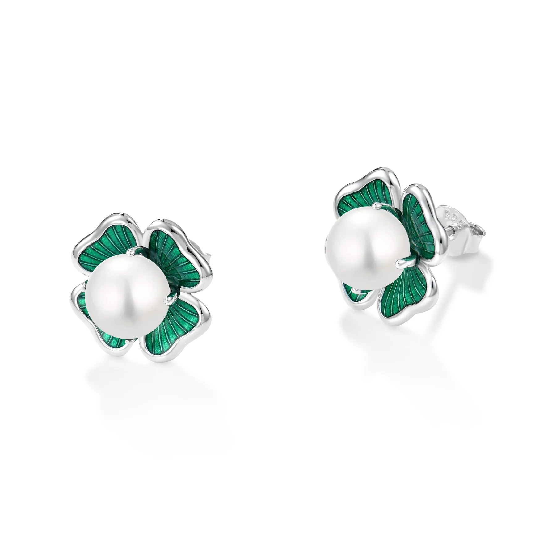 LADY LUCK GREEN ENAMEL EARRINGS