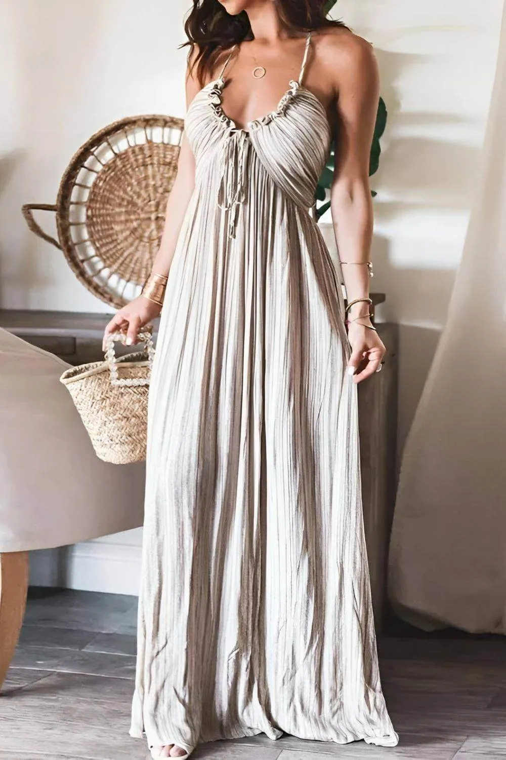 Lanie Chic Pleated Maxi Dress