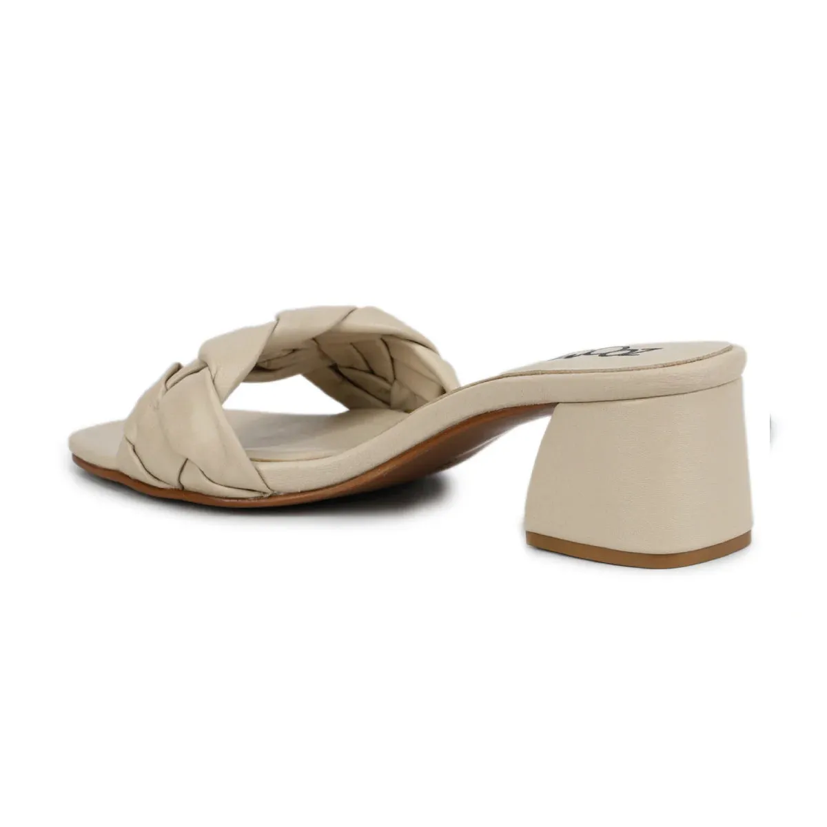 Leather Slippers For Women L 711 – Braid Design with Block Heels & Cushioned Insole