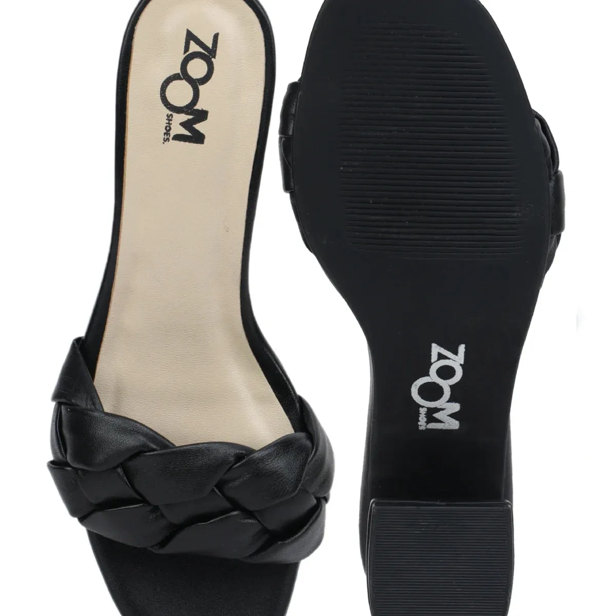 Leather Slippers For Women L 711 – Braid Design with Block Heels & Cushioned Insole