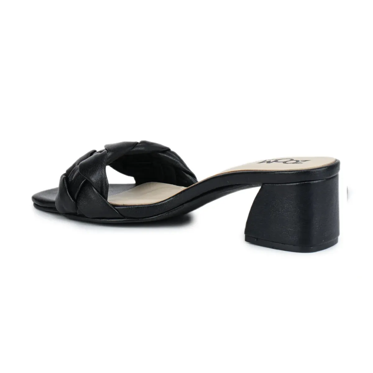 Leather Slippers For Women L 711 – Braid Design with Block Heels & Cushioned Insole