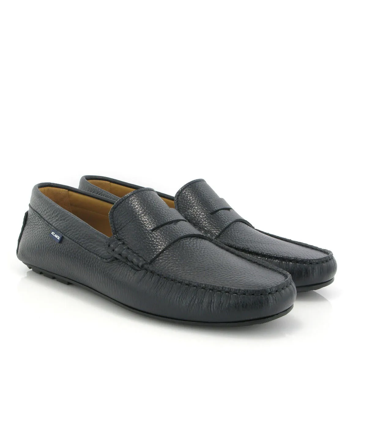 Loafers City - pele gravada azul escura
