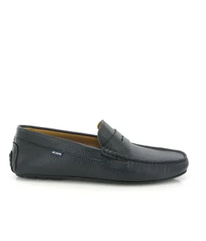 Loafers City - pele gravada azul escura