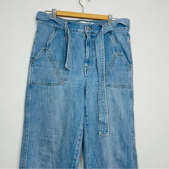 Madewell x Warm Highrise Wideleg Jeans with waist tie. Waist size 30