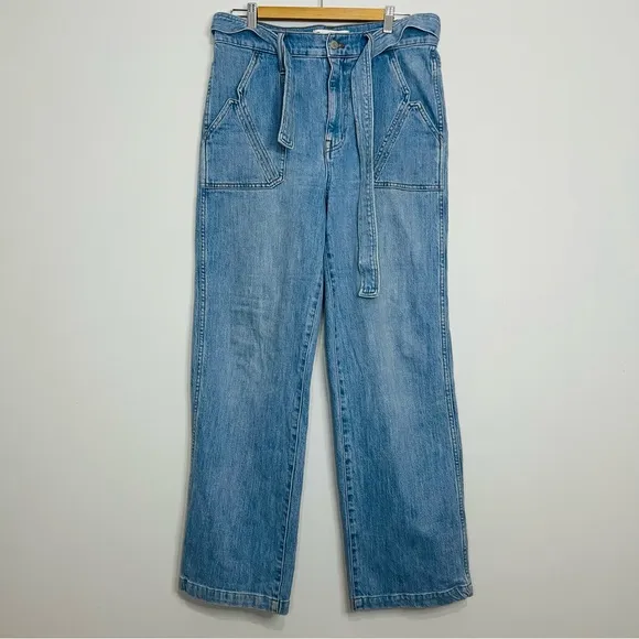 Madewell x Warm Highrise Wideleg Jeans with waist tie. Waist size 30