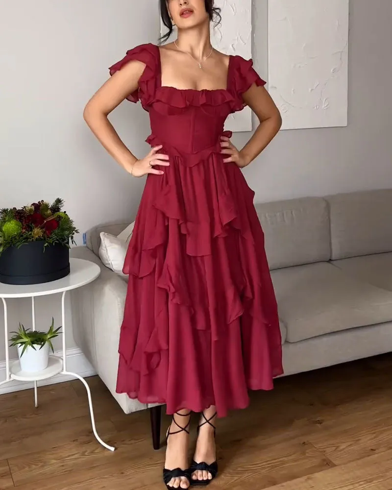 Maxi Dress – Ruffle Detail – Elegant Occasion Wear