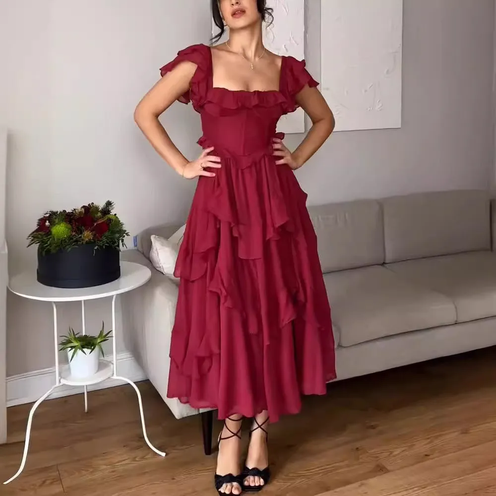 Maxi Dress – Ruffle Detail – Elegant Occasion Wear