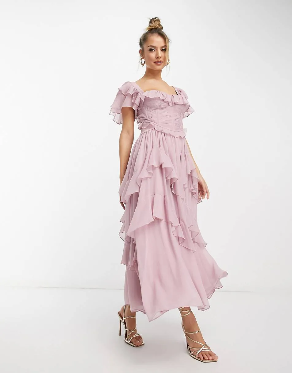 Maxi Dress – Ruffle Detail – Elegant Occasion Wear