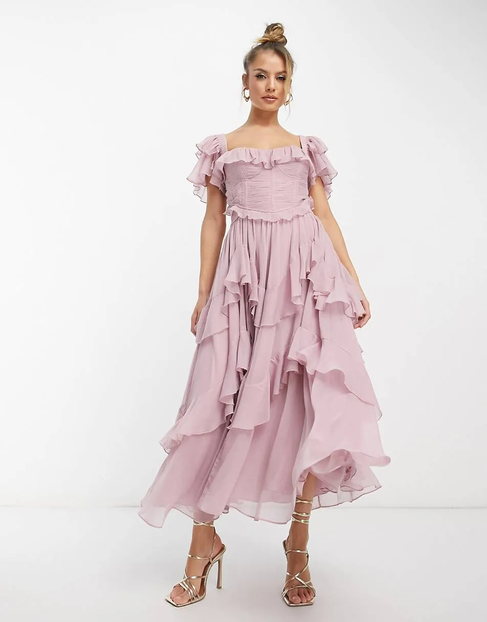 Maxi Dress – Ruffle Detail – Elegant Occasion Wear
