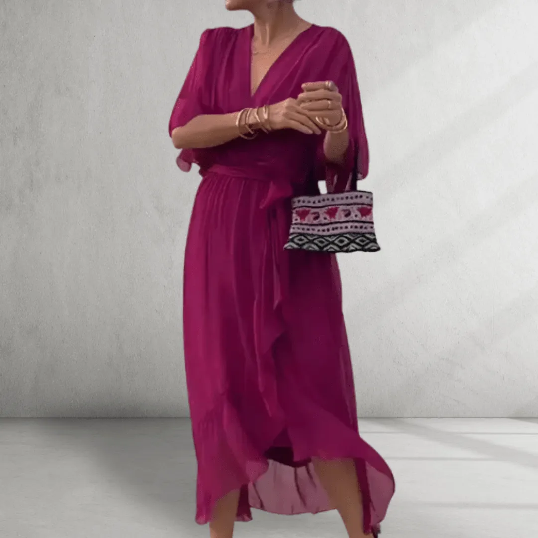 Midi Dress – Flowing Wrap Style – Elegant Evening Look