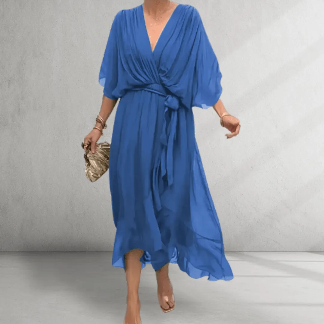 Midi Dress – Flowing Wrap Style – Elegant Evening Look