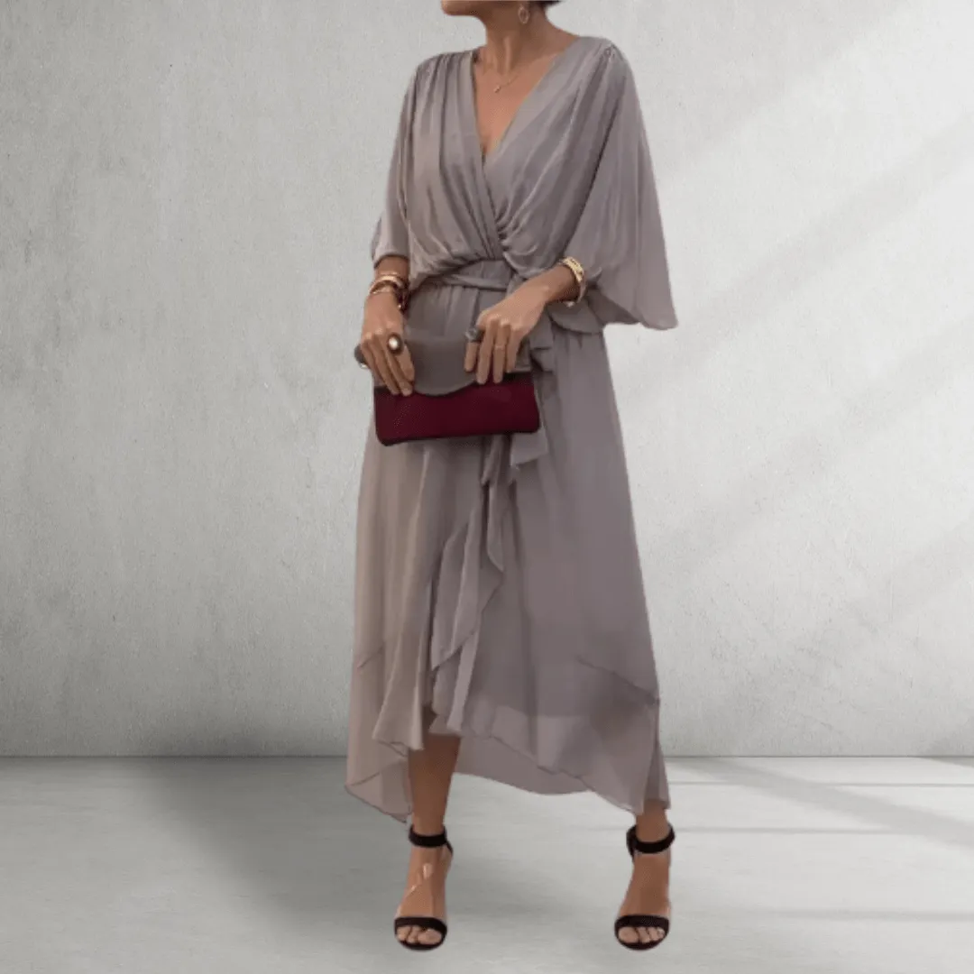 Midi Dress – Flowing Wrap Style – Elegant Evening Look