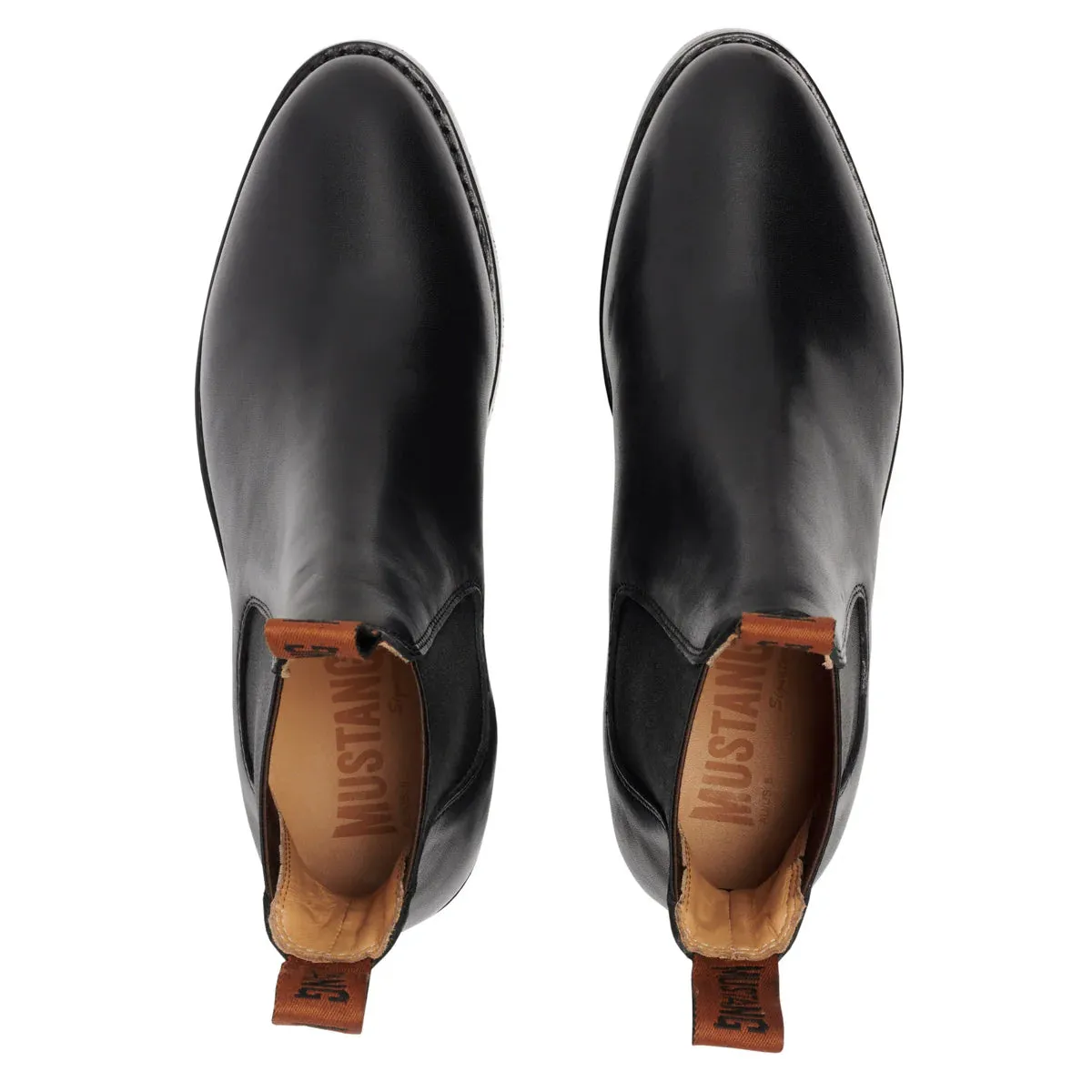 MUSTANG SIGNATURE WOMENS PULL UP LEATHER BOOTS BLACK