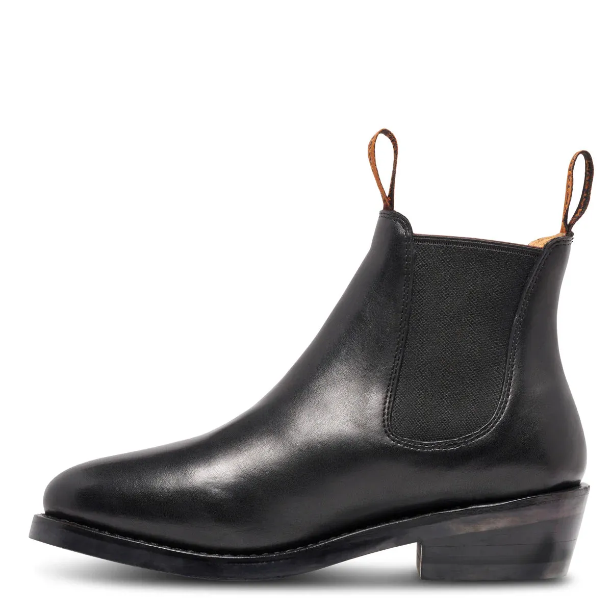 MUSTANG SIGNATURE WOMENS PULL UP LEATHER BOOTS BLACK