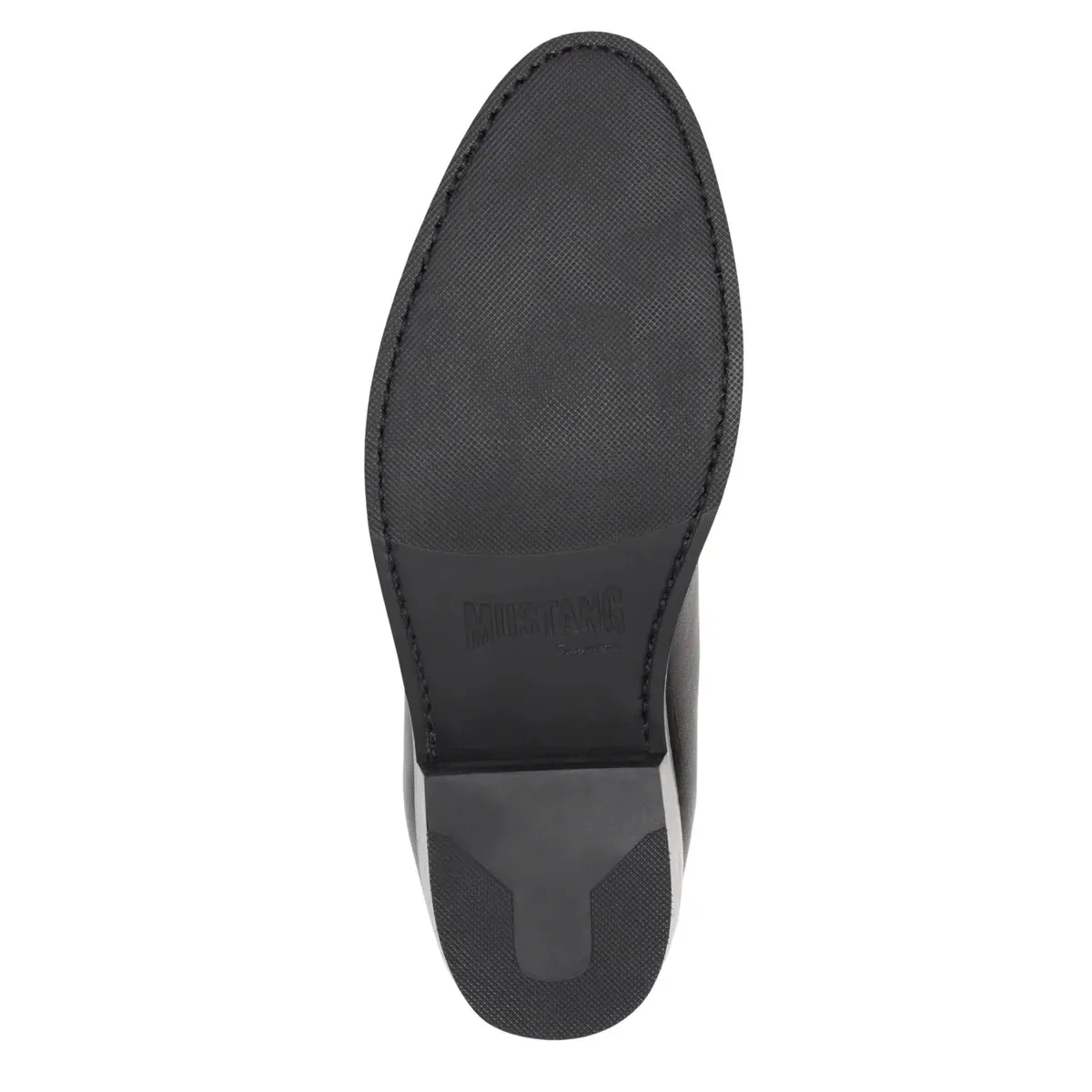 MUSTANG SIGNATURE WOMENS PULL UP LEATHER BOOTS BLACK