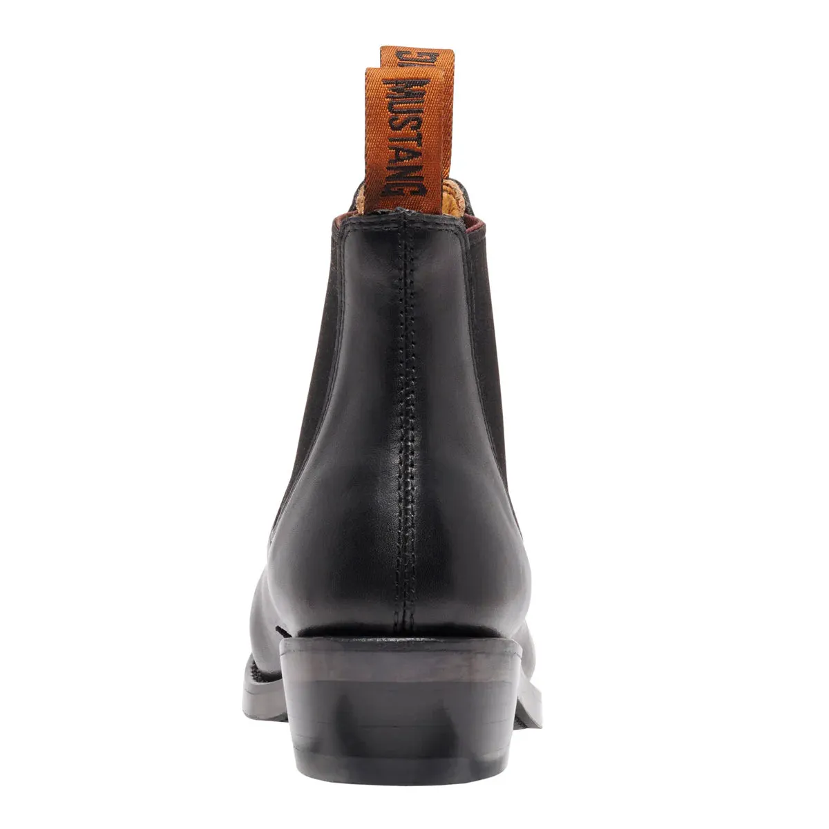 MUSTANG SIGNATURE WOMENS PULL UP LEATHER BOOTS BLACK
