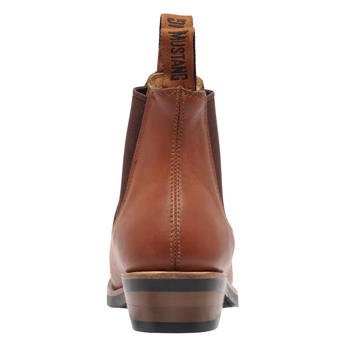 MUSTANG SIGNATURE WOMENS PULL UP LEATHER BOOTS TAN