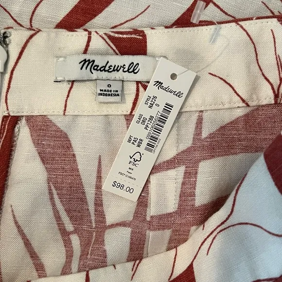 NWT - Madewell Linen-Blend Ruffle-Wrap Midi Skirt in Tropical Vacation -…