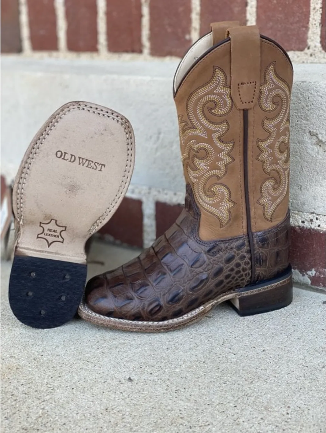Old West Kids Horn Back Gator Boots