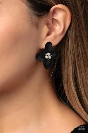 Paparazzi Jovial Jasmine - Black Flower Earrings