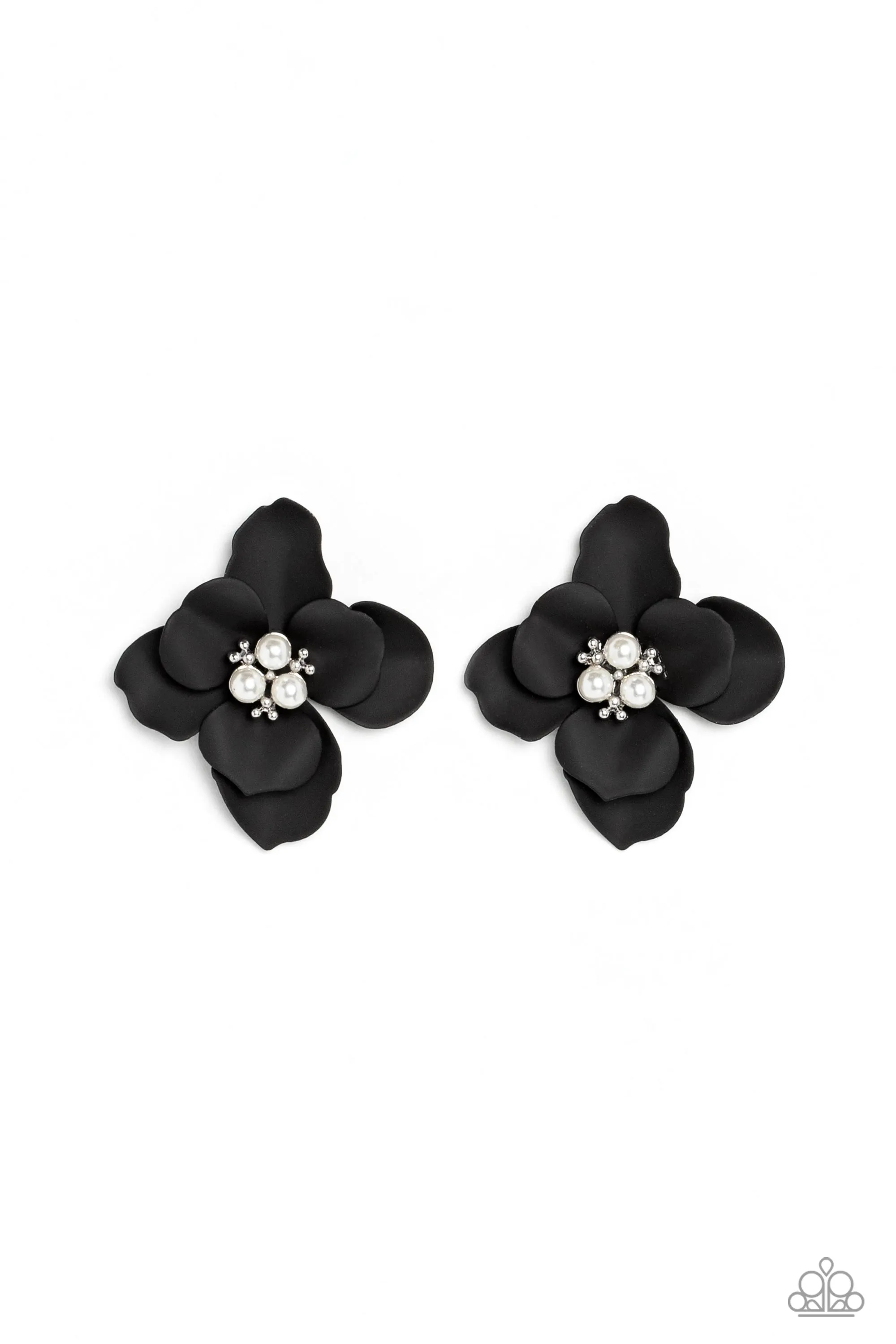 Paparazzi Jovial Jasmine - Black Flower Earrings