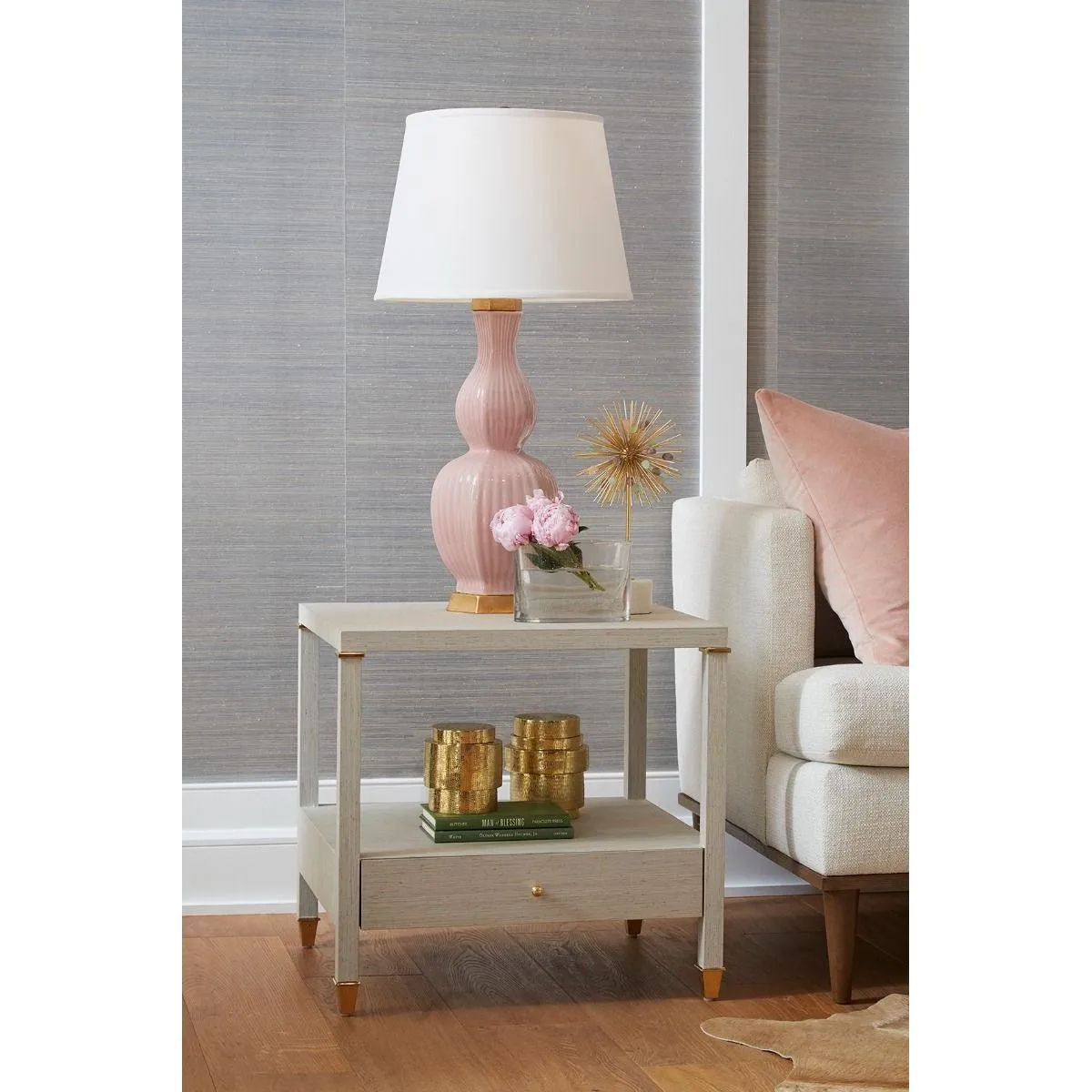Pascal 1-Drawer Side Table / Silver Shimmer