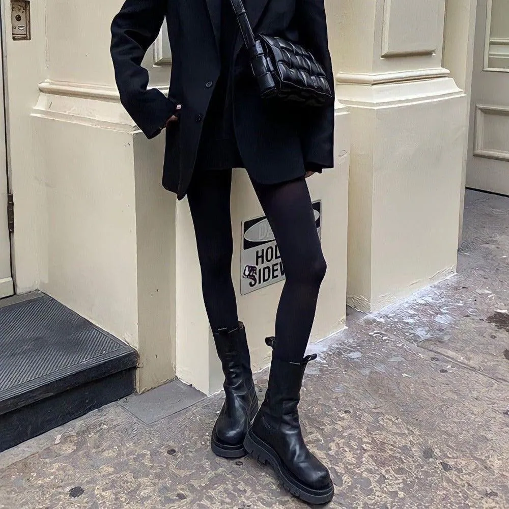 Paulina Chunky Flat Mid-Calf Boots
