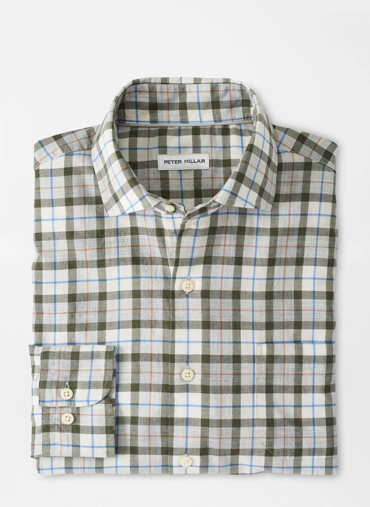 Peter Millar Mens Alton Cotton Sport Shirt - WINTER IVORY