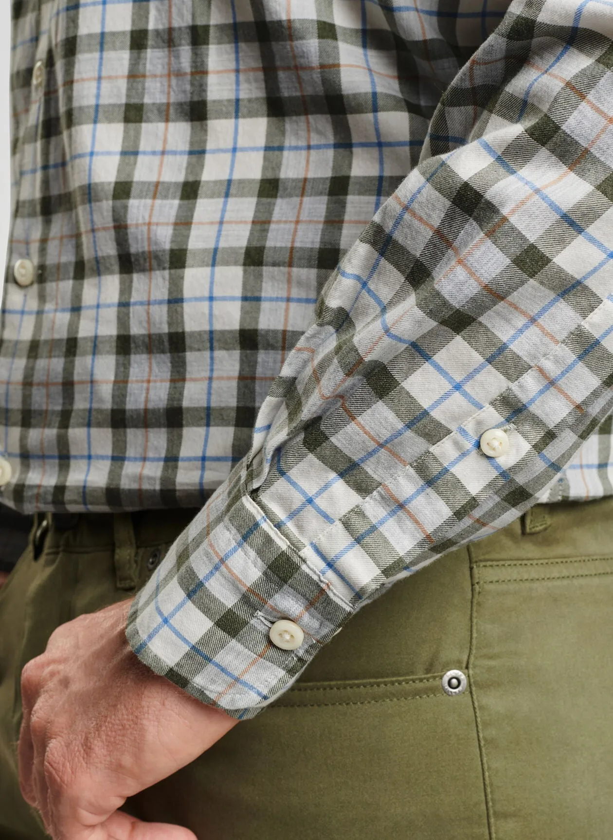 Peter Millar Mens Alton Cotton Sport Shirt - WINTER IVORY