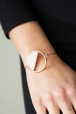 "Timber Trade" Copper Metal Crescent Moon & White Wood Toggle Bracelet